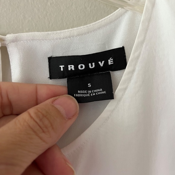 Trouve White Fringe Trim Lined Hem Tank Top Blouse Shirt Size S - Picture 3 of 8